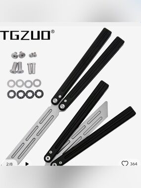 Black and Silver Balisong Trainer Knife - Practice Butterfly Knife